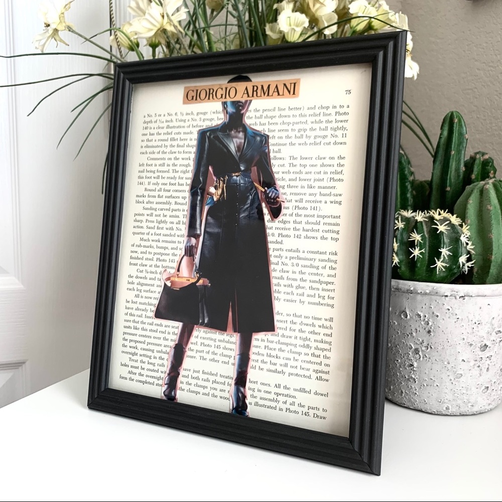 Giorgio Armani Leather Look Collage Wall Art Fashion Editorial Print Chic Decor